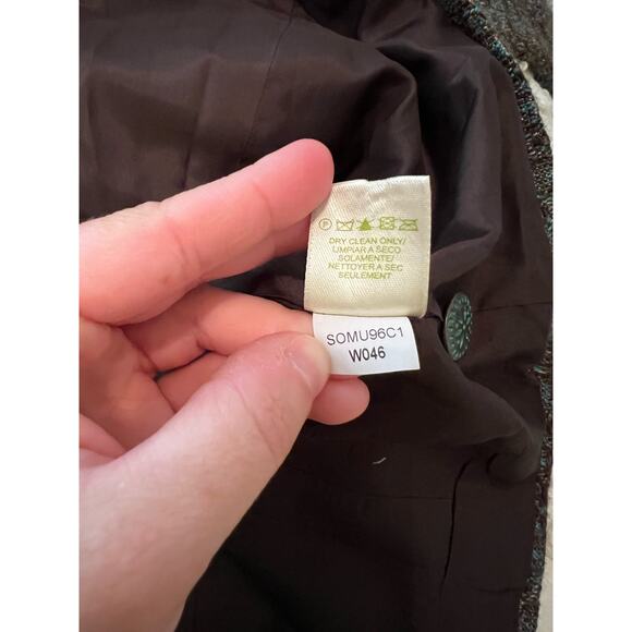 Sigrid Olsen Women's Wool Blend Turquoise Brown Jacquard Blazer Size 2 - Picture 7 of 10